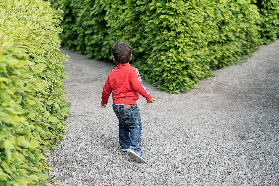 Child choosing the left or right path