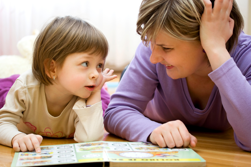 Mother and daughter reading