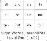 Sight Words Flashcards - Level One (1 of 2) Printable Worksheet
