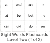 Sight Words Flashcards - Level Two (1 of 2) Printable Worksheet