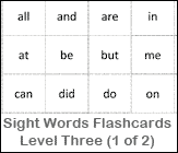 Sight Words Flashcards - Level Three (1 of 2) Printable Worksheet