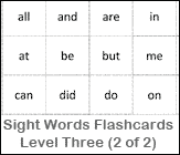 Sight Words Flashcards - Level Three (2 of 2) Printable Worksheet