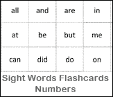Sight Words Flashcards - Numbers Printable Worksheet
