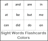 Sight Words Flashcards - Colors Printable Worksheet