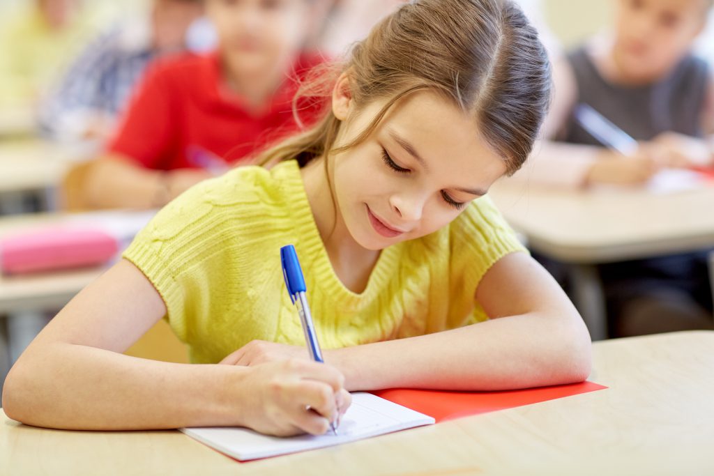 Girl taking a test